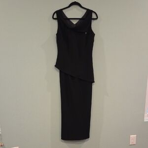 Dani Max Black Formal Asymmetrical Maxi Sheath Dress Size 10